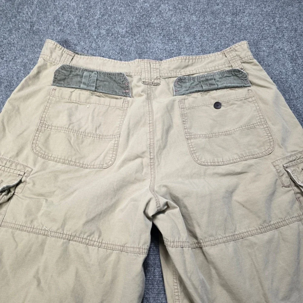 no boundaries mens tan cargo shorts size 42 utility pockets‎ drawstring hem Y2K